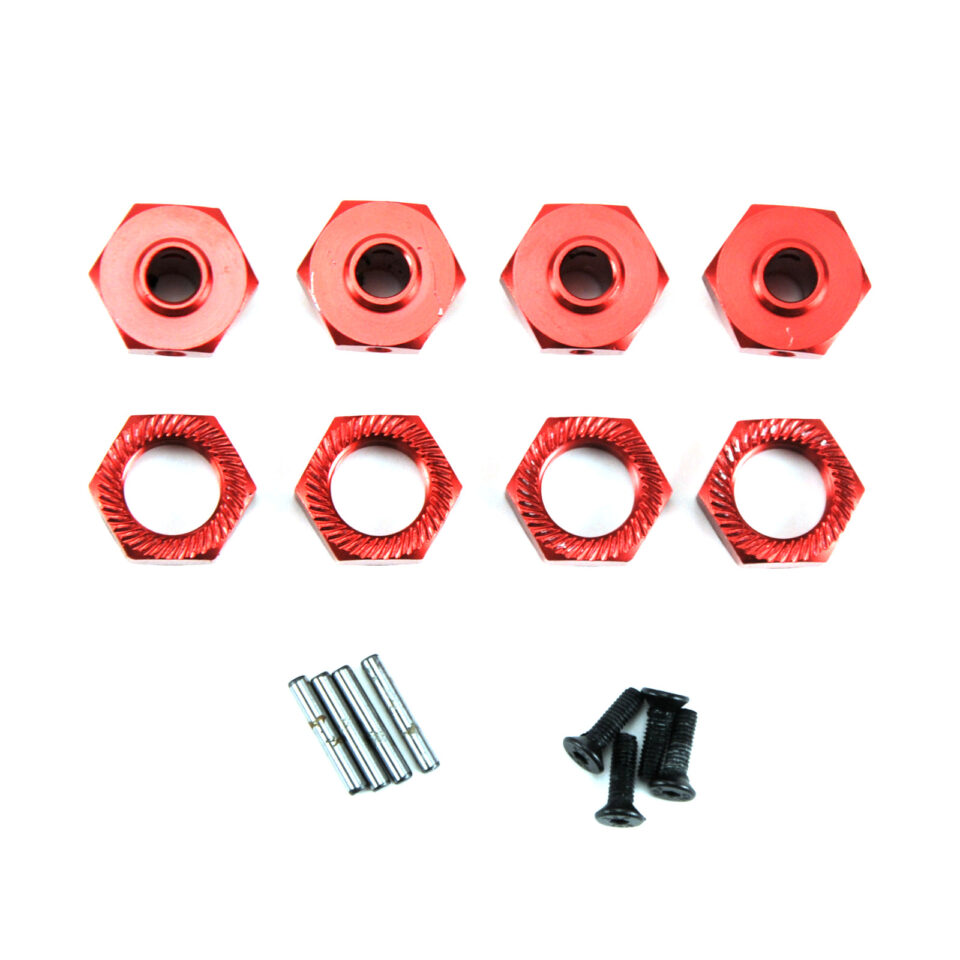 Arrma Typhon V3 4X4 3S BLX 17mm Red Aluminum Metal Wheel Hex Set w/ Pins