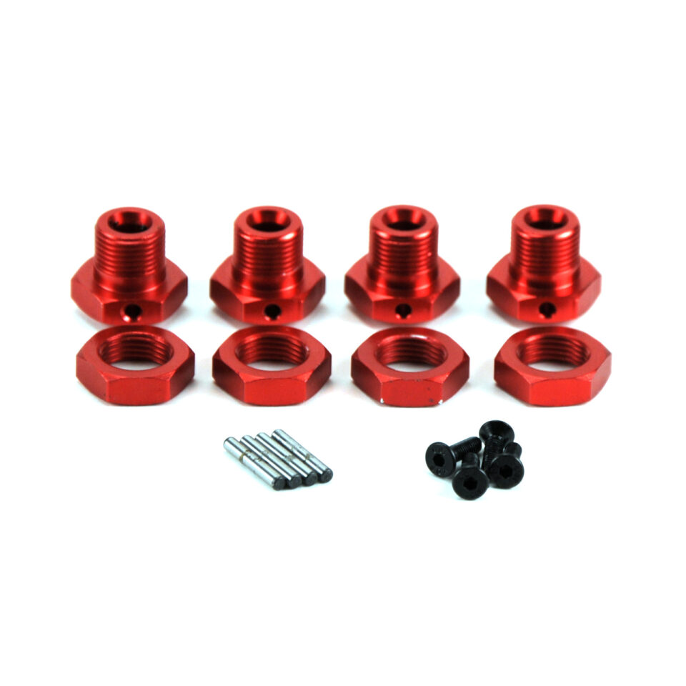 Arrma Typhon V3 4X4 3S BLX 17mm Red Aluminum Metal Wheel Hex Set w/ Pins
