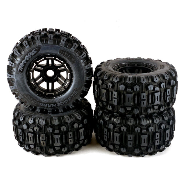 Traxxas Maxx WideMaxx Sledgehammer Tires w/ Black Wheels Factory Assembled Glued